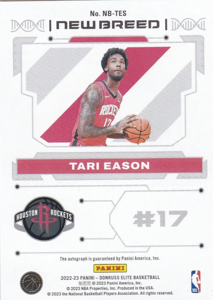 2022 PANINI DONRUSS ELITE #NB-TES TARI EASON AUTO- HOUSTON ROCKETS