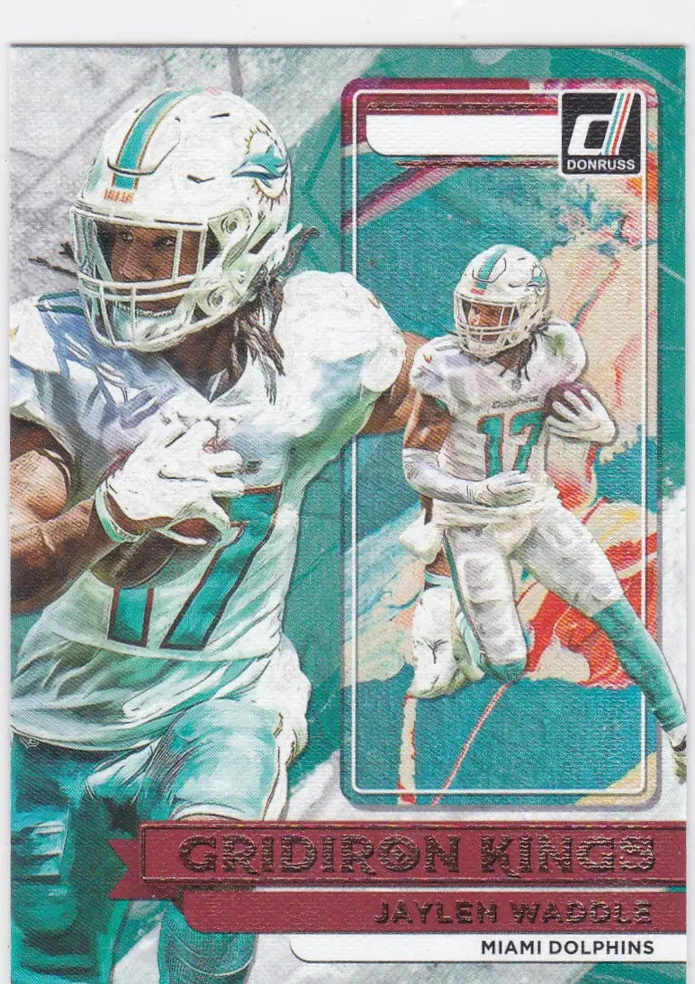2022 Panini Donruss GK5 Jaylen Waddle Miami Dolphins football trading card featuring Waddle Gridiron Kings