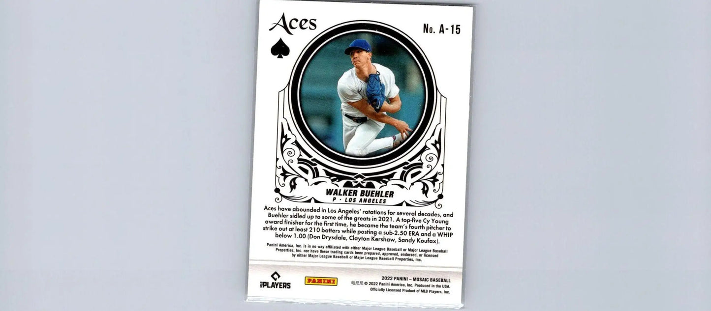 2022 Panini Mosaic #A-15 Walker Buehler Aces Mosaic baseball card display