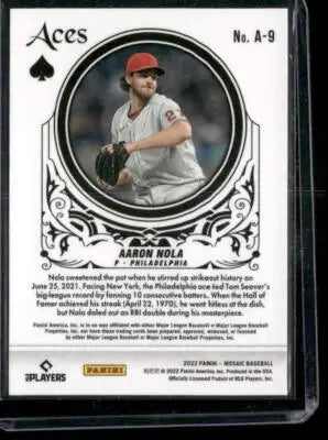 2022 Panini Mosaic Aaron Nola baseball card showcasing mosaic Aaron Nola in Panini Mosaic series