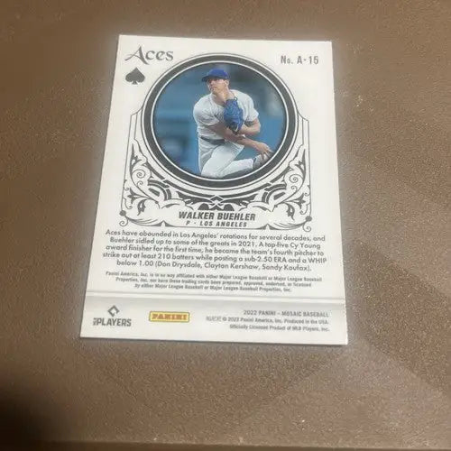 2022 Panini Mosaic Walker Buehler baseball trading card in the Aces series