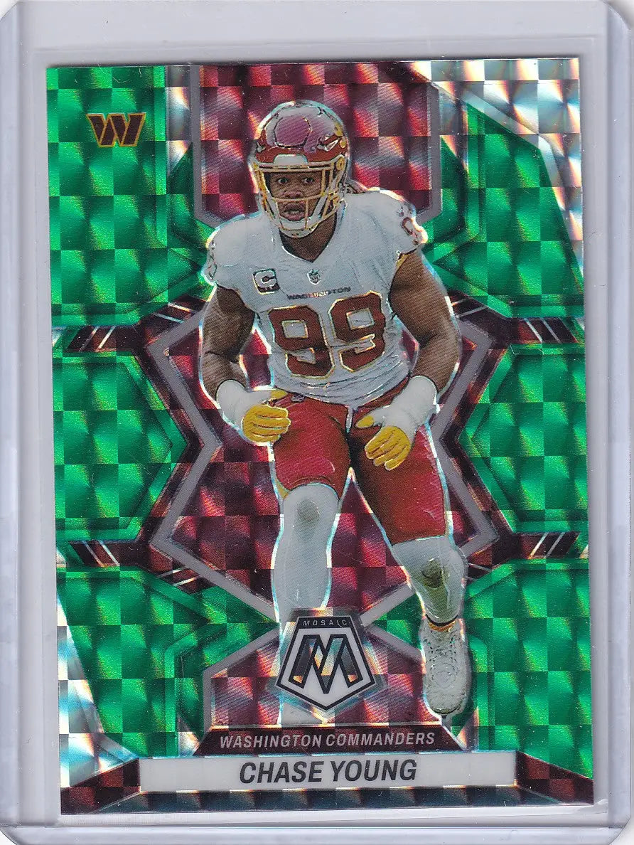 2022 Panini Mosaic Green Prizm #199 Chase Young - Washington Commanders