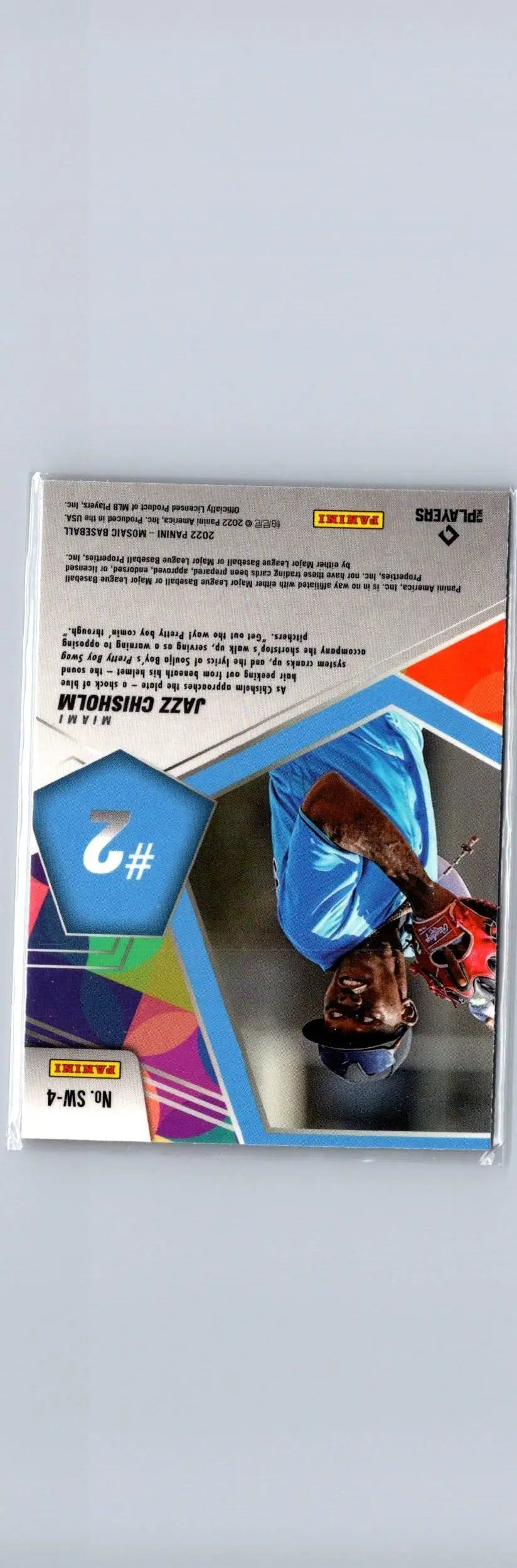 Jazz Chisholm Swagger baseball trading card with colorful mosaic design and blue hex emblem