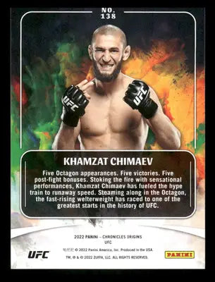 2022 Panini Origins UFC Khamzat Chimaev #138 Mixed Martial Arts (MMA) - Trading Card