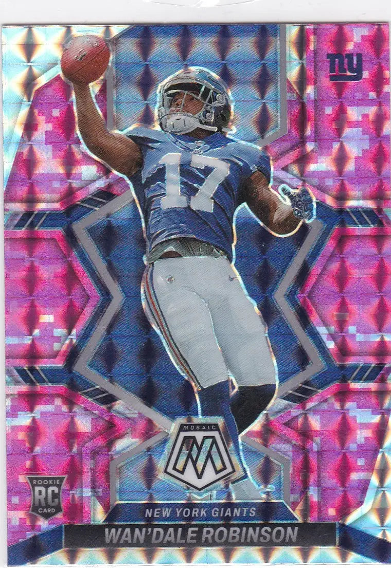 Panini Pink Mosaic Wan’Dale Robinson NY Giants football trading card with pink mosaic background