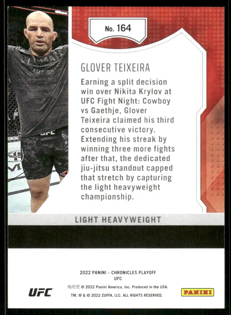 Trading card featuring MMA fighter Glover Teixeira from Panini Playoff UFC series