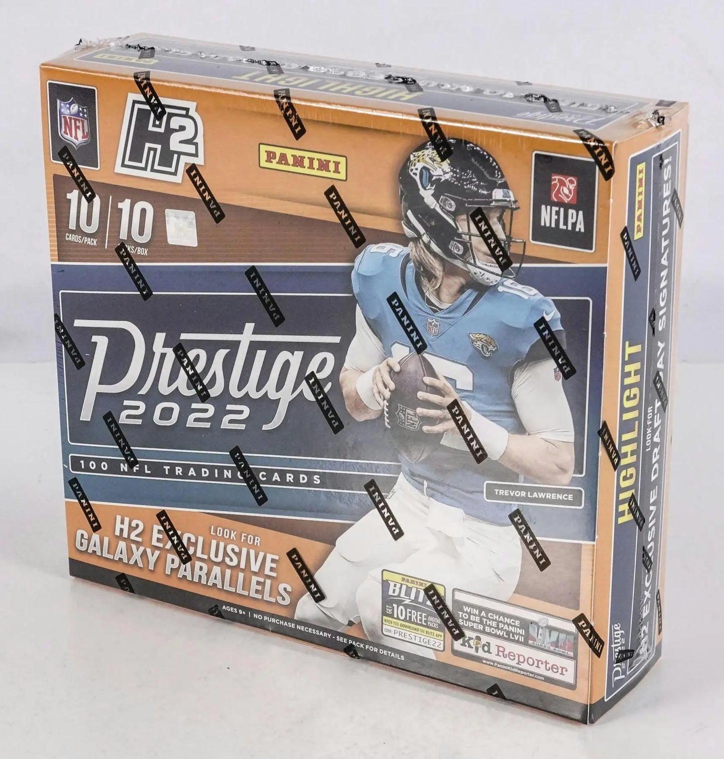 Sealed 2022 Panini Prestige Football H2 box with exclusive galaxy parallels and numbered parallels