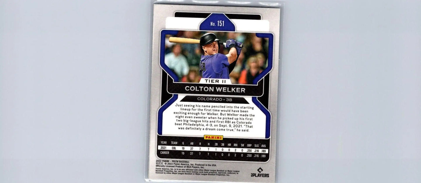 Colton Welker 2022 Panini Prizm #151 trading card featuring a vibrant design