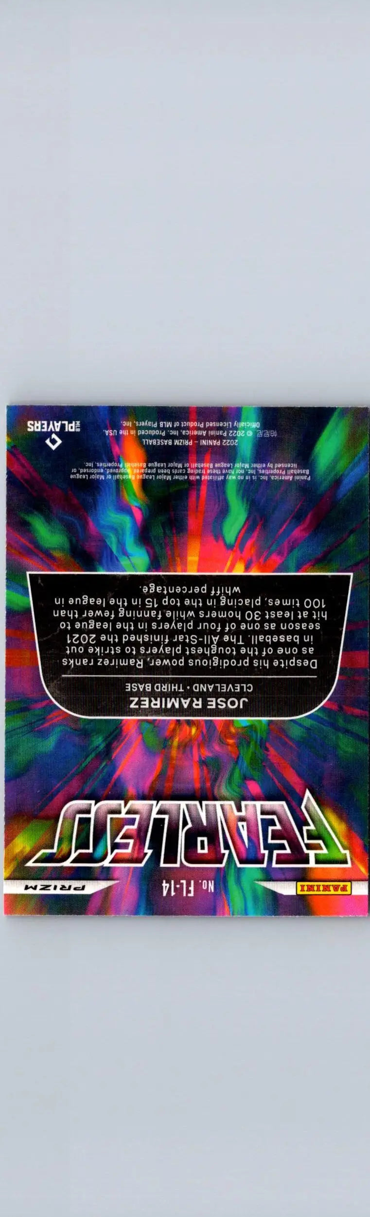 Baseball trading card of Jose Ramirez Fearless Red Mojo Prizm 2022 Panini