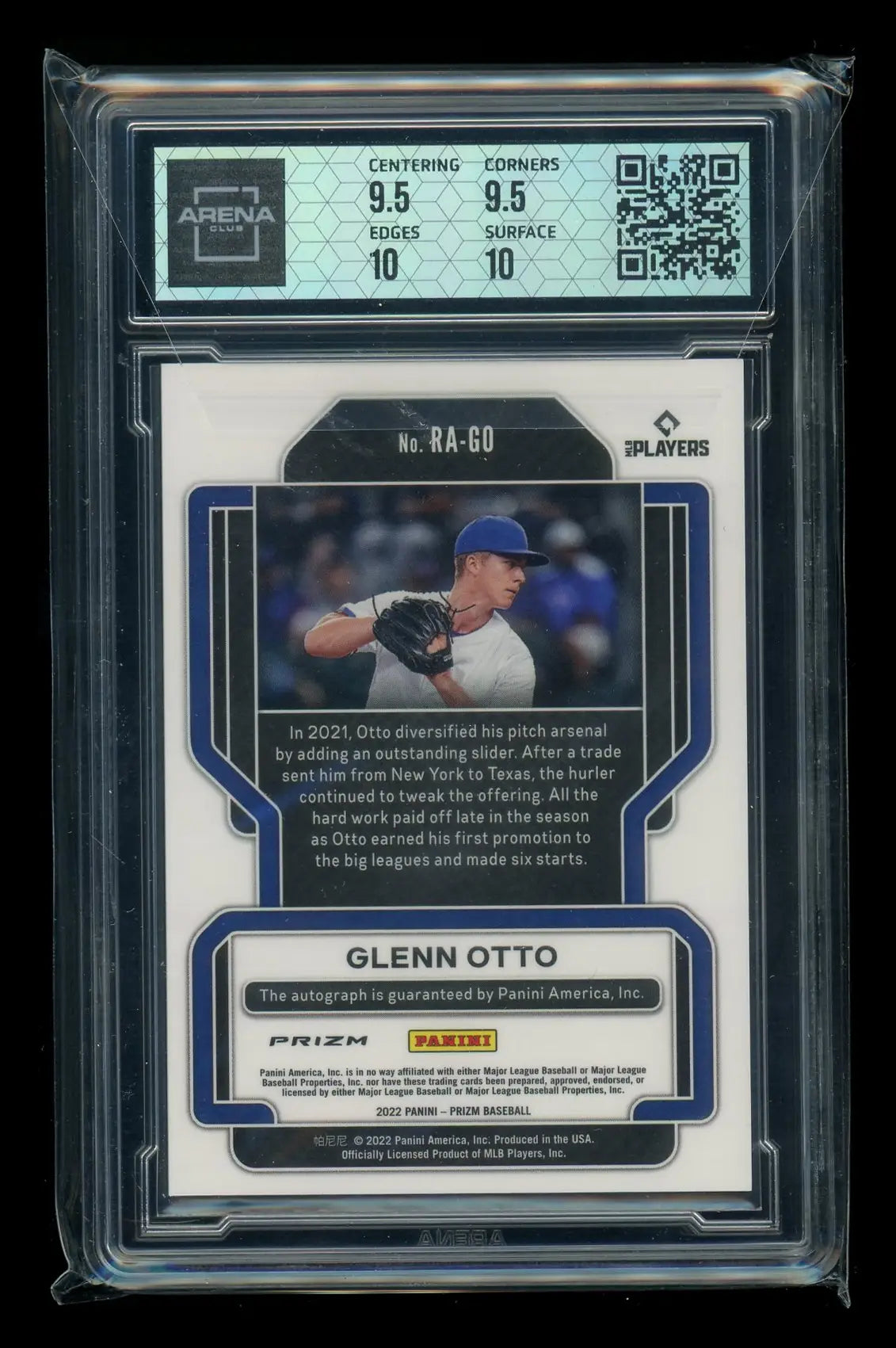 2022 Panini Prizm Glenn Otto #RA-GO Silver Autograph RC Baseball Arena Club 10 - Trading Card