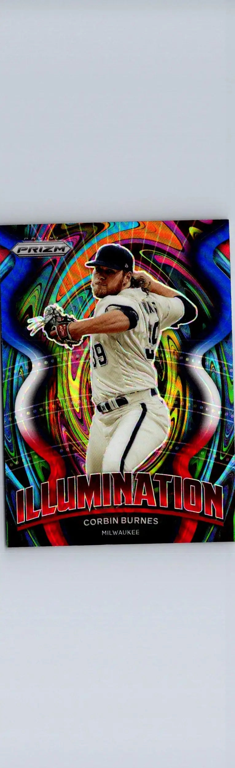 Corbin Burnes Illumination Red/White/Blue Prizm baseball card from 2022 Panini Prizm