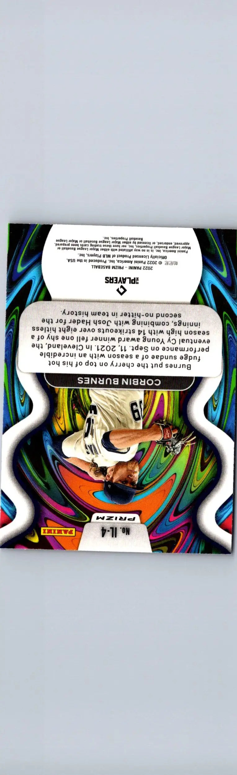 Corbin Burnes Illumination Red/White/Blue Prizm baseball card from 2022 Panini Prizm