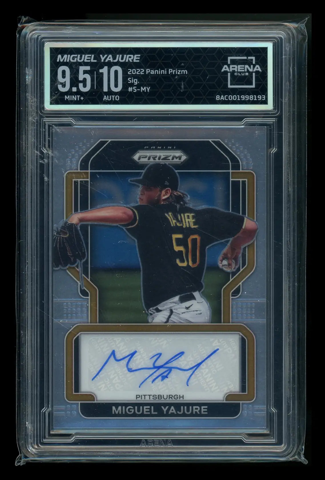 2022 Panini Prizm Miguel Yajure #S-MY Autograph Baseball Arena Club 9.5 - Trading Card