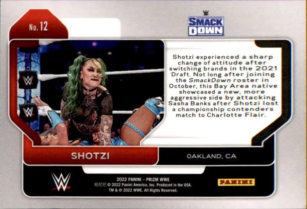 WWE trading card of Shotzi SmackDown from 2022 Panini Prizm collection