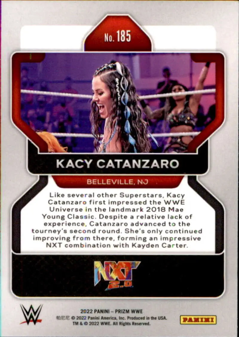 Kacy Catanzaro in a purple-lit ring on 2022 Panini Prizm WWE trading card