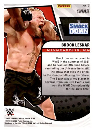 Original gloss Panini Revolution Sunburst Brock Lesnar wrestling card from 2022 Panini Revolution