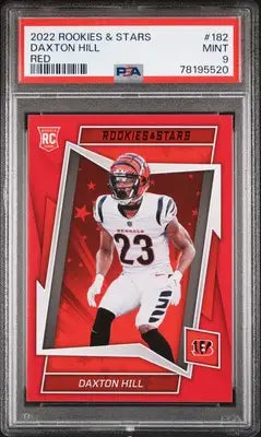 Daxton Hill rookie football card from 2022 Panini Rookies & Stars series with PSA 9