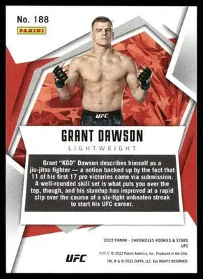 UFC Grant Dawson trading card from Panini Rookies Stars UFC 2022 collection