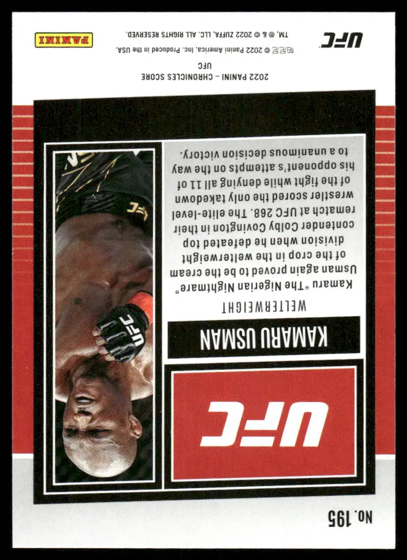 UFC Kamaru Usman trading card from 2022 Panini Score UFC collection