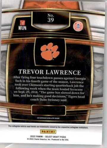 2022 Panini Select Draft Picks Blue #39 Trevor Lawrence NM Near Mint Co ID:66463 - Trading Cards