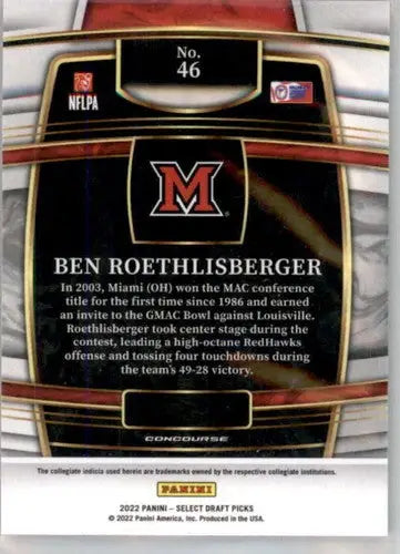 2022 Panini Select Draft Picks Blue #46 Ben Roethlisberger NM Near Mint ID:66465 - Trading Cards
