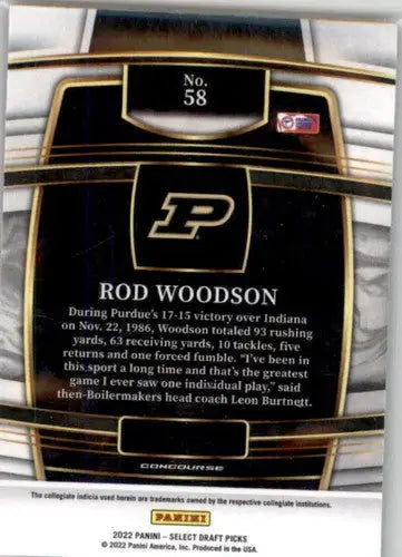 2022 Panini Select Draft Picks Blue #58 Rod Woodson NM Near Mint Concou ID:66473 - Trading Cards