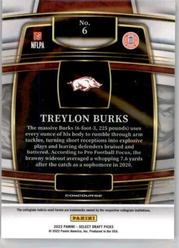 2022 Panini Select Draft Picks Blue #6 Treylon Burks NM Near Mint Conco ID:66438 - Trading Cards