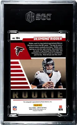 SGC-graded Desmond Ridder rookie football card from Panini Zenith Desmond series