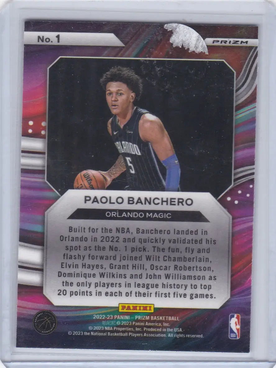 2022 PRIZM #1 PAOLO BANCHERO INSTANT IMPACT HOLO- ORLANDO MAGIC - Trading Cards