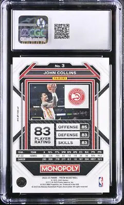 Graded 2022 Prizm Monopoly John Collins Blue Money Shimmer basketball card CGC 10