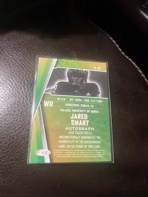 Jared Smart autographed football card from 2022 Sage High Series Football Base Auto