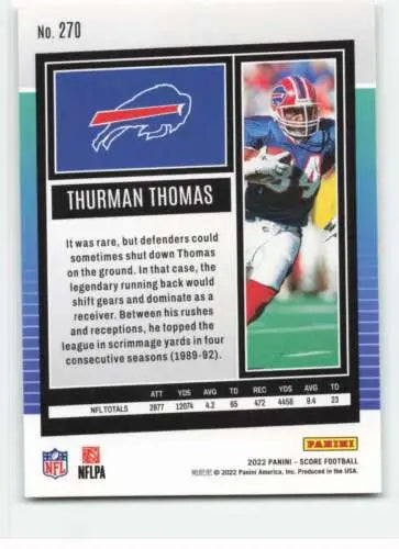 Thurman Thomas football card 2022 Score #270 original gloss NM-MT Bills Simply Sandoval