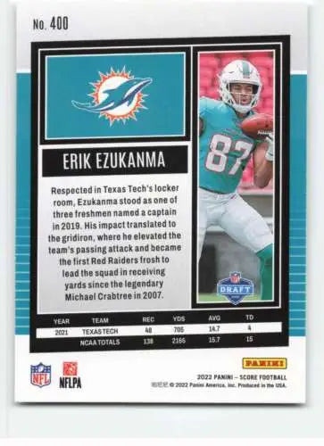 Erik Ezukanma 2022 Score #400 Football Trading Card with original gloss finish