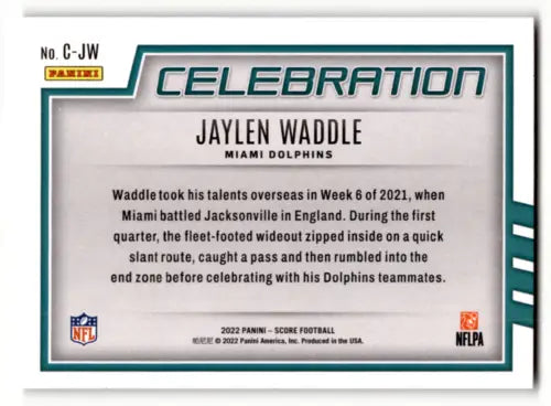2022 Score Celebration #9 Jaylen Waddle NM-MT Dolphins original gloss football card