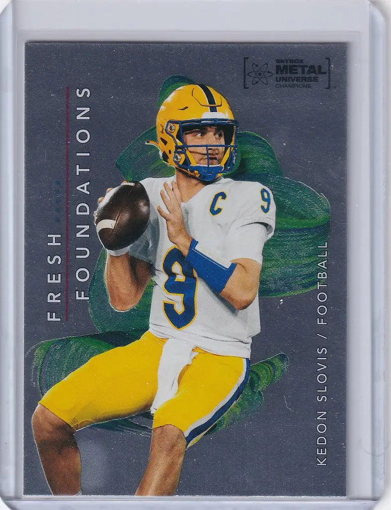 Football trading card of Kedon Slovis in 2022 Skybox Metal Universe Champions design
