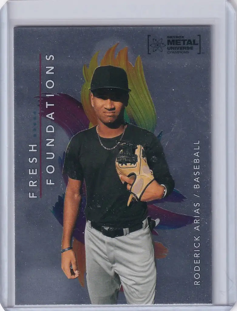 Baseball trading card of Roderick Arias from Skybox Metal Universe Champions set
