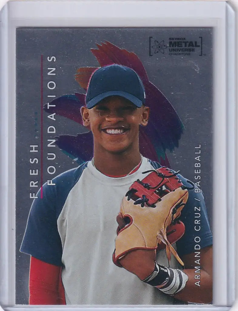 Baseball trading card of Armando Cruz from Skybox Metal Universe Champions Fresh