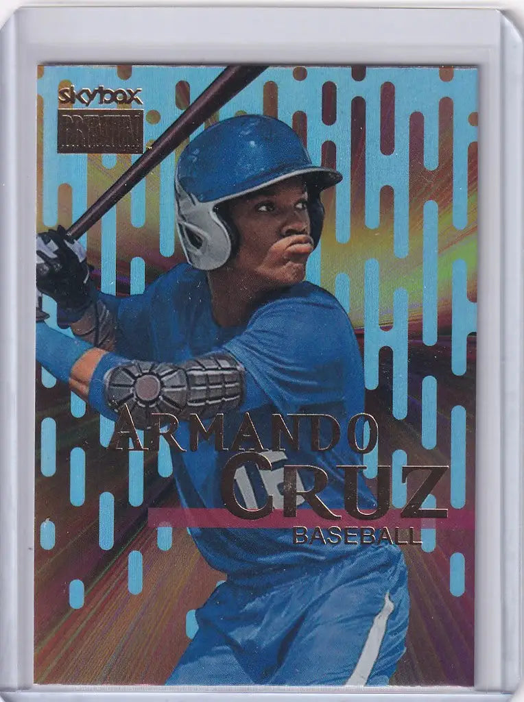 Baseball trading card of Armando Cruz from 2022 Skybox Metal Universe Champions