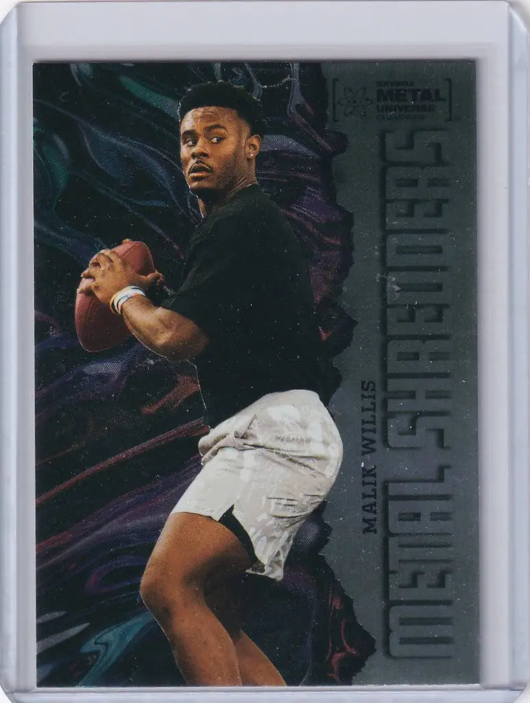 Football trading card of Malik Willis from Skybox Metal Universe Champions series
