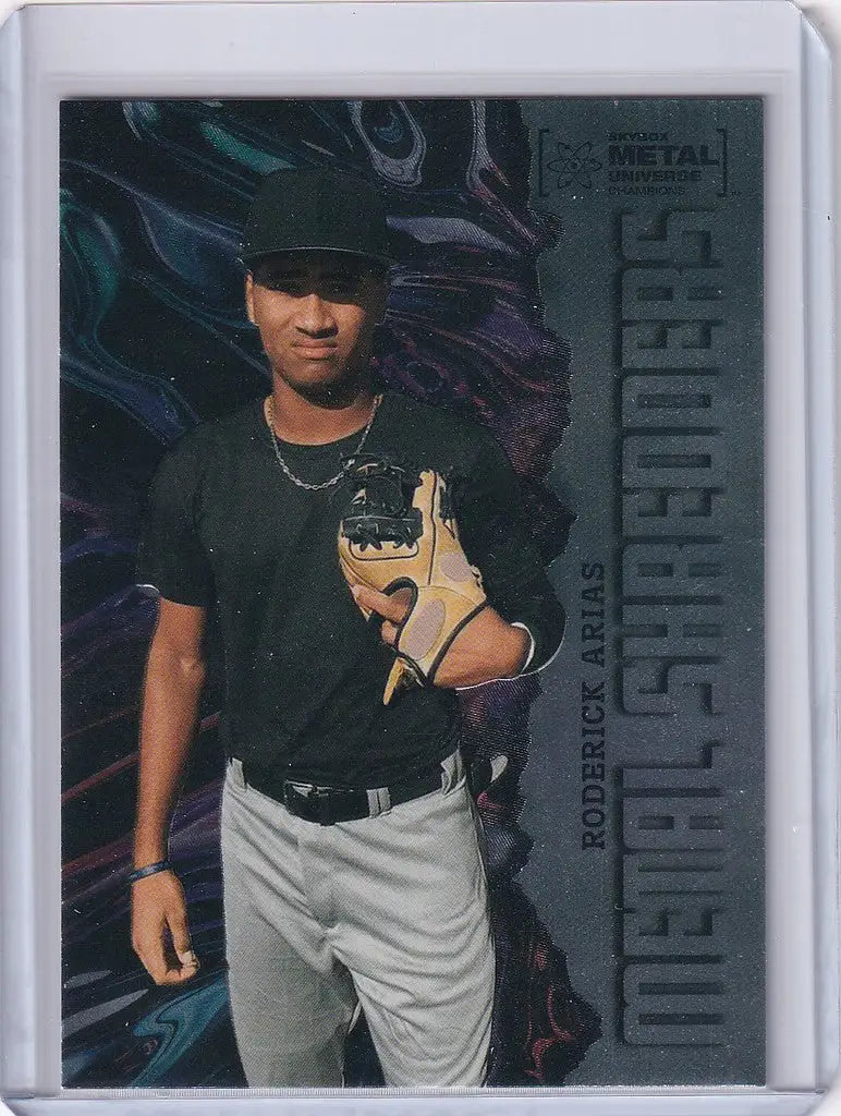 Baseball trading card of Roderick Arias from Skybox Metal Universe Champions series