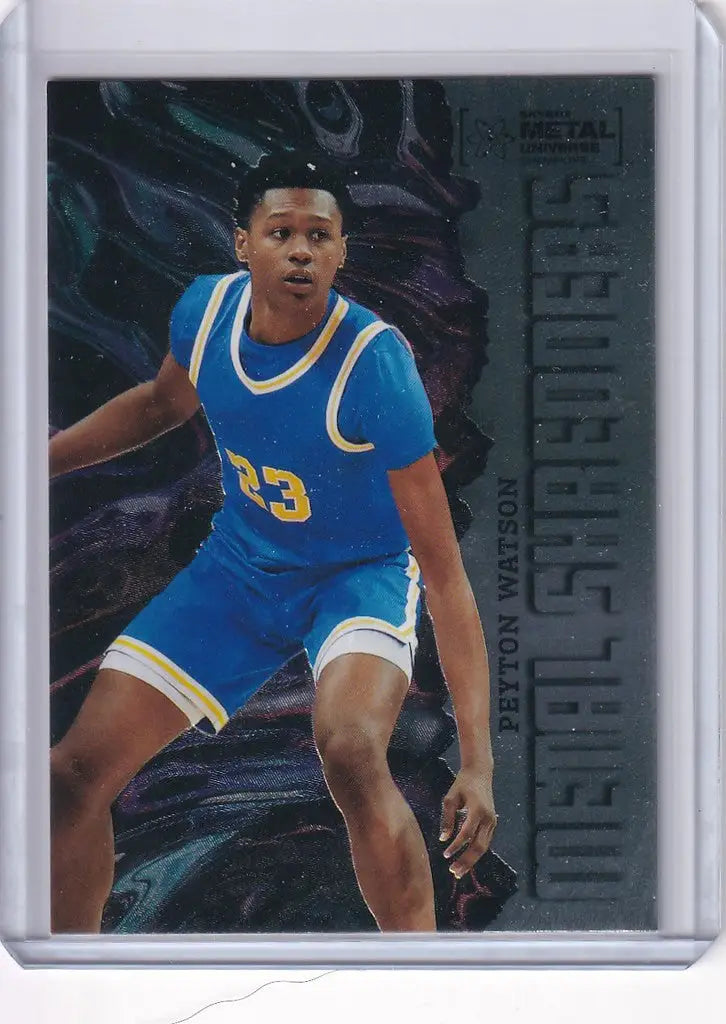 Basketball trading card of Peyton Watson in UCLA uniform from Skybox Metal Universe