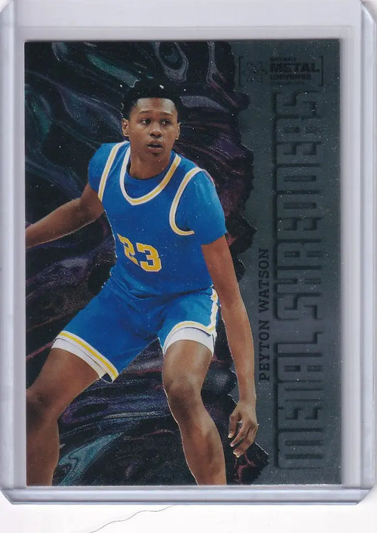 Basketball trading card of Peyton Watson in UCLA uniform from Skybox Metal Universe