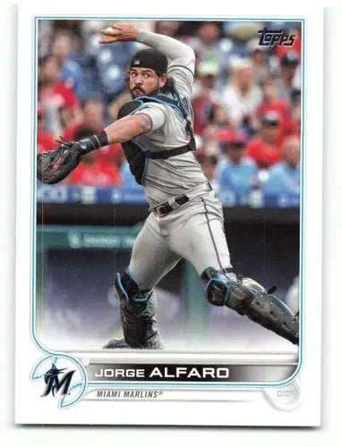 2022 Topps Jorge Alfaro baseball card with original gloss from simply sandoval Marlins ID 40532