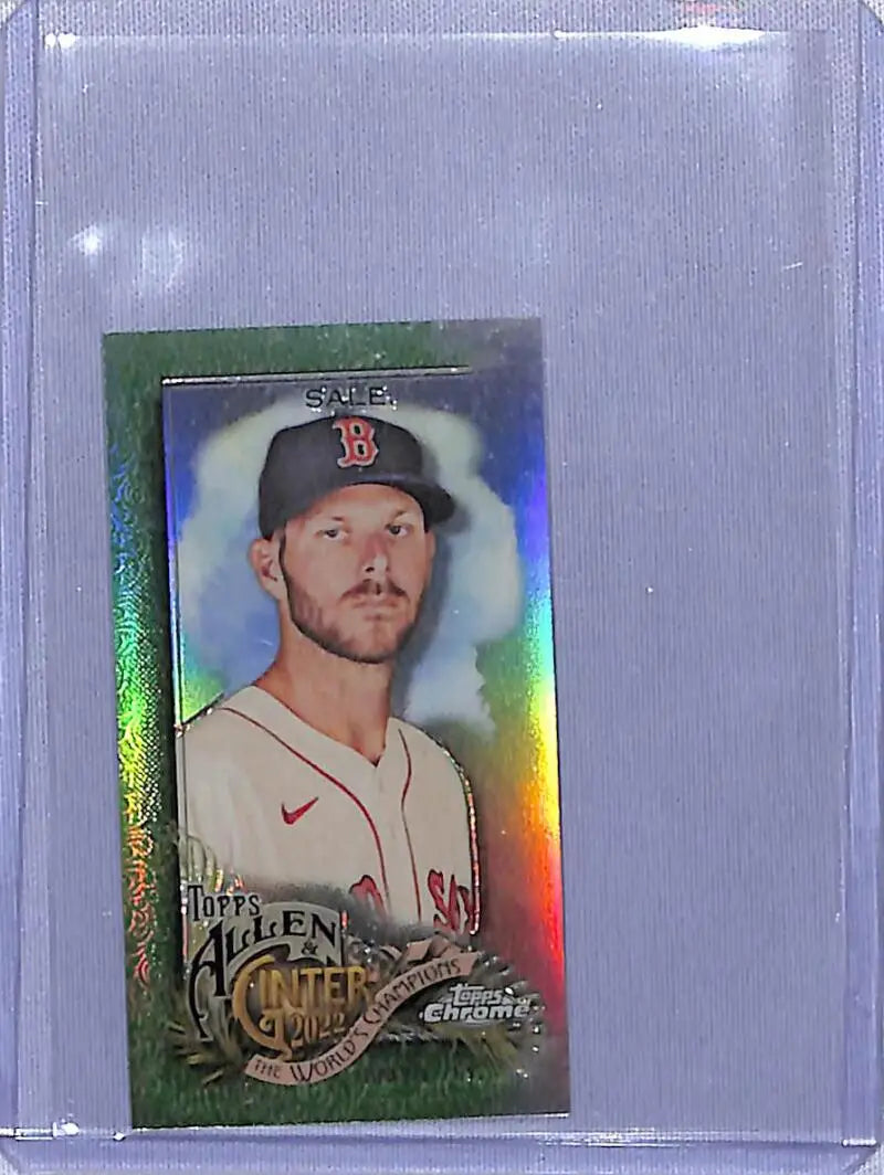 Chris Sale baseball card from Topps Allen Ginter Chrome Mini Refractor Green series featuring Boston Red Sox player
