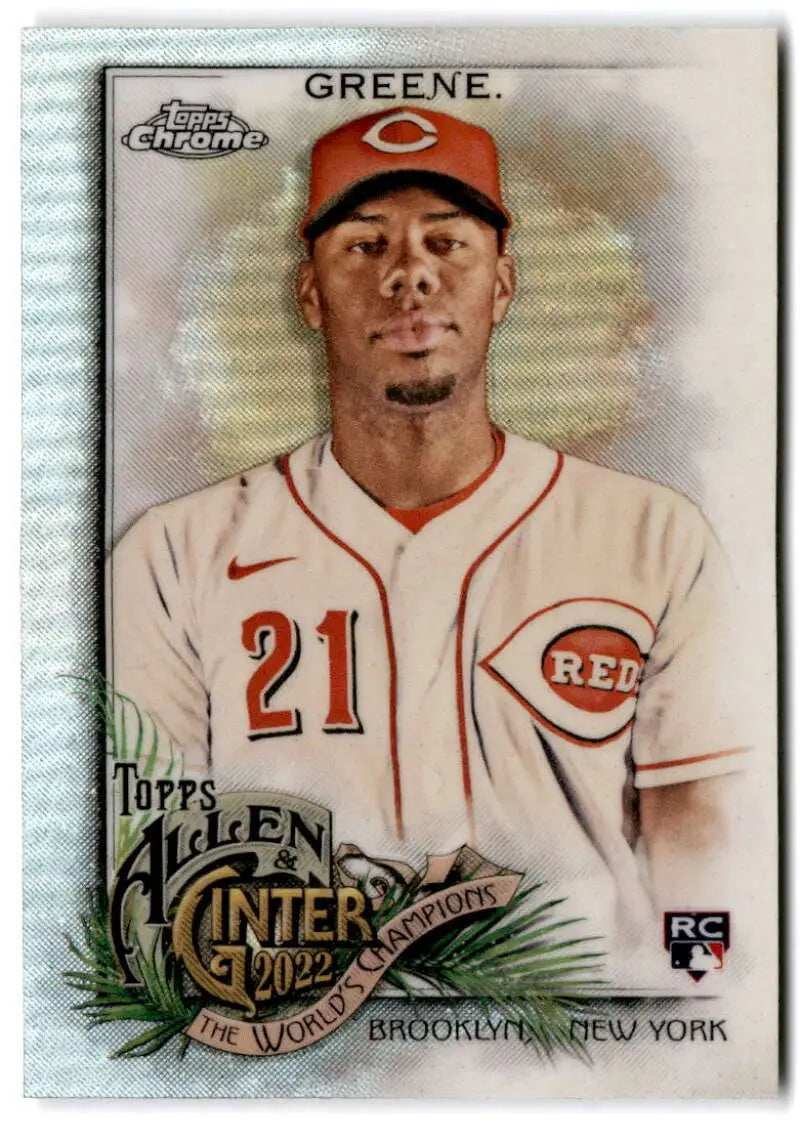 2021 Topps Allen & Ginter Chrome Refractor #209 Hunter Greene Cincinnati Reds card