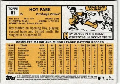 Hoy Park baseball card from 2022 Topps Archives series featuring Hoy Park baseball cards