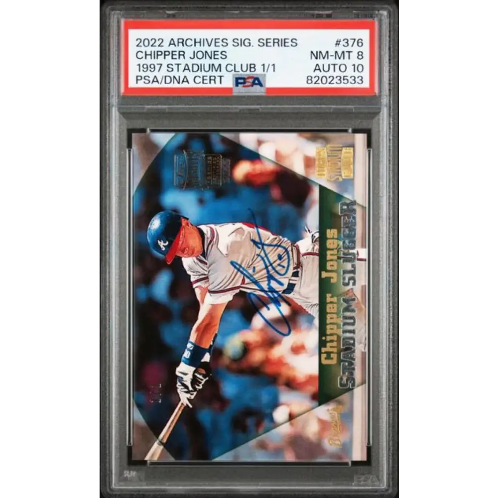 2022 Topps Archives Signature #376 Chipper Jones PSA 8 NM-MT Auto 1/1 Atlanta Braves Baseball Card