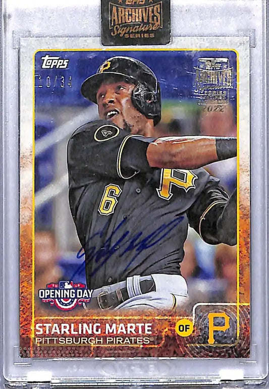 Starling Marte autographed baseball card from Topps Archives Signature featuring Pittsburgh Pirates