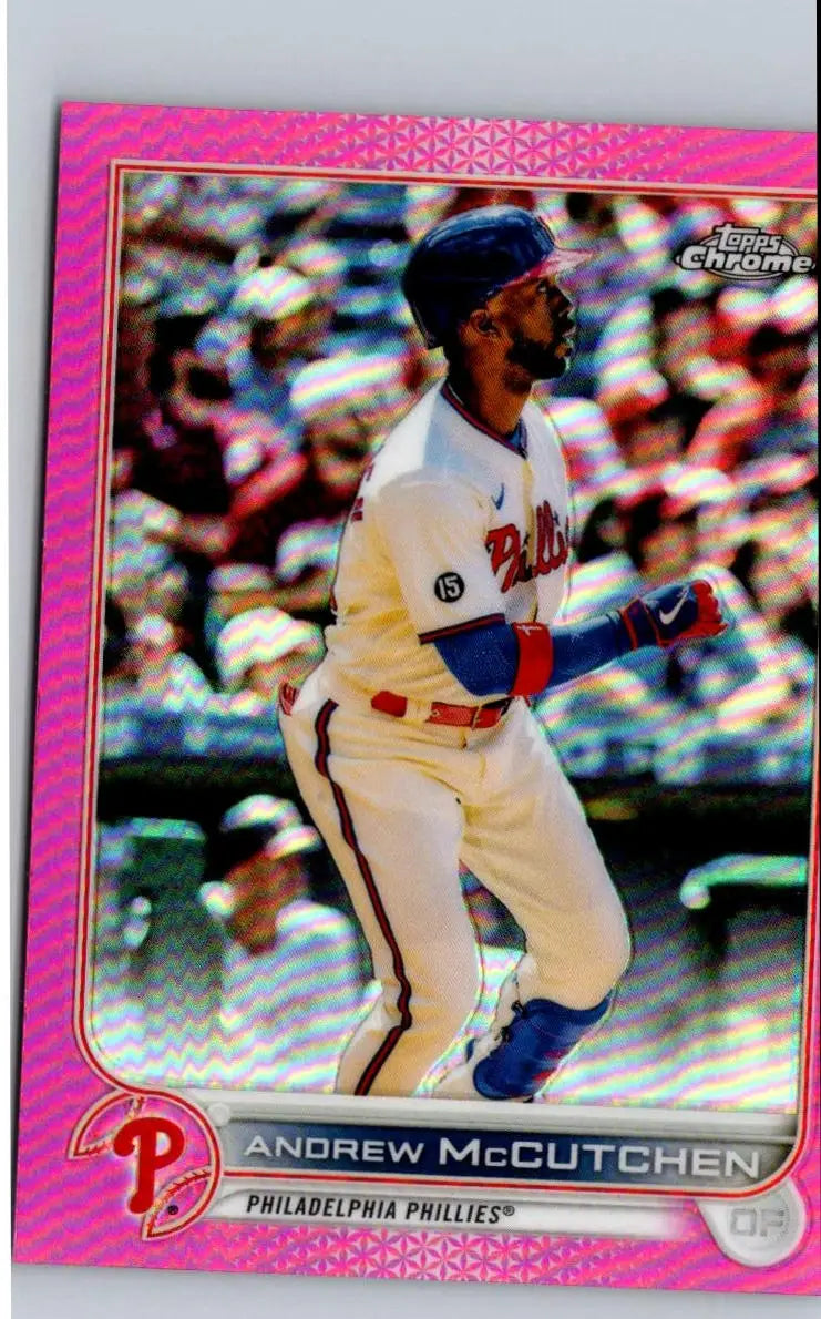 Andrew McCutchen baseball card 2022 Topps Chrome Pink Refractor featuring McCutchen Pink