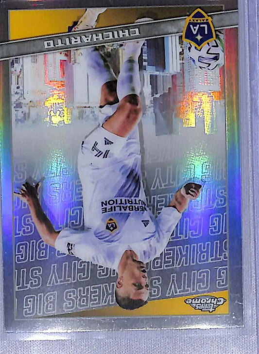 Chicharito soccer trading card from 2022 Topps Chrome Big City Strikers series